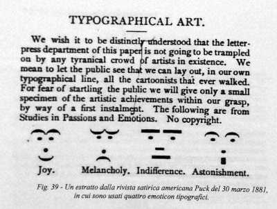 Una delle primissime apparizioni di emoticon tipografici.