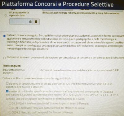 Specializzazioni in italiano L2