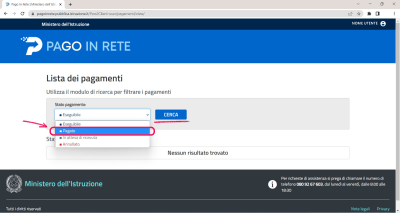 5. Voce Pagato del menu a tendina