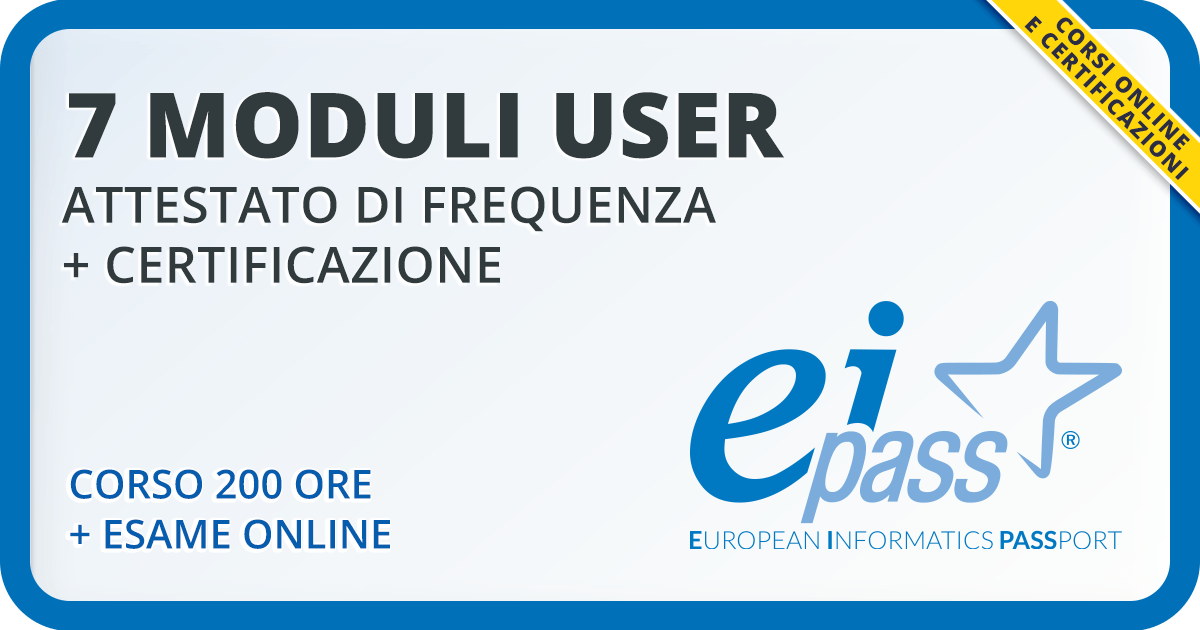 EIPASS 7 moduli user - Passaporto Europeo del computer