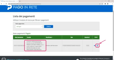 6. Scarica l'istanza di Pagamento tramite PagoPA