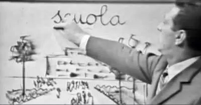 Il maestro Alberto Manzi nella trasmissione "Non è mai troppo tardi"
